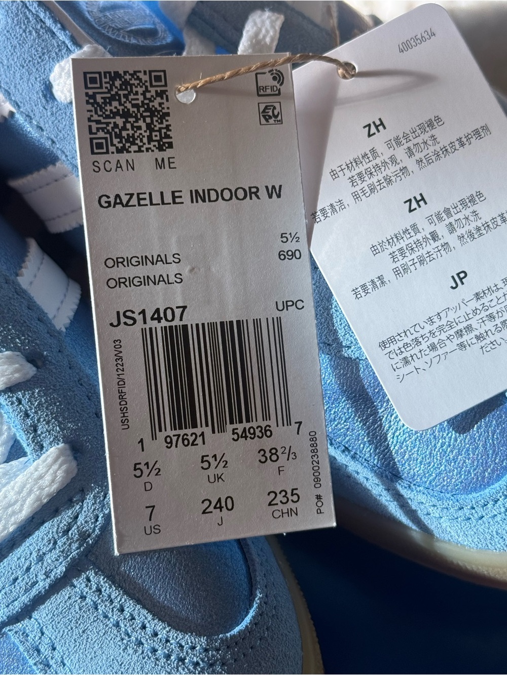 Adidas Gazelle Indoor W Women 7 Blue Metallic Gum Sole Sneakers JS1407 BNWT - Picture 8 of 10